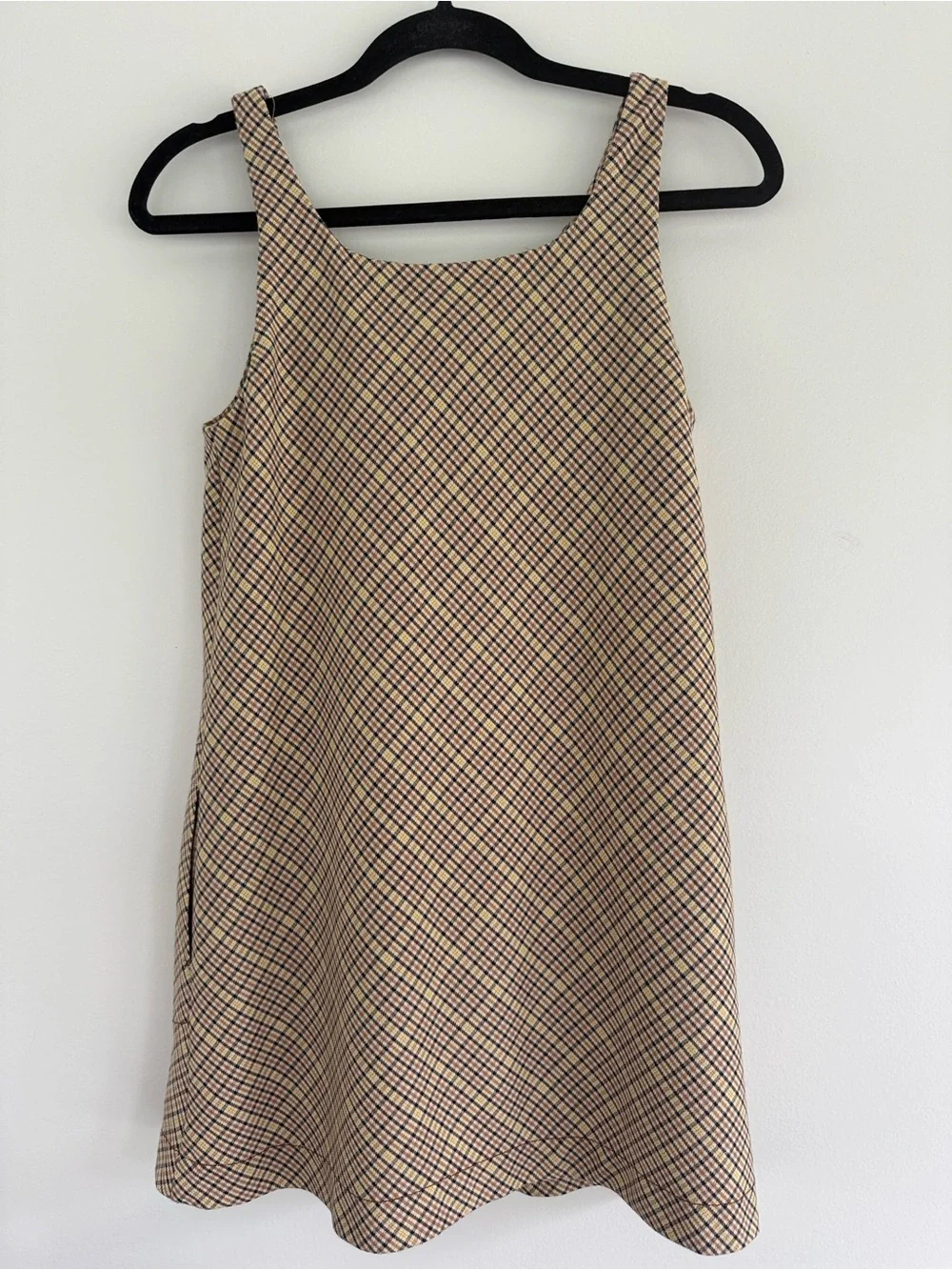 Zara Plaid Sleeveless Dress with Black Trim Pocket